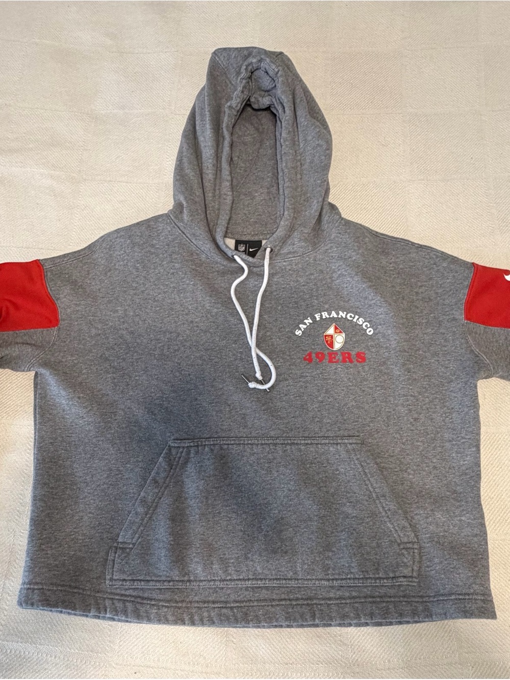 Nike NFL San Francisco 49ers Gray Hoodie with Red Sleeve Panels